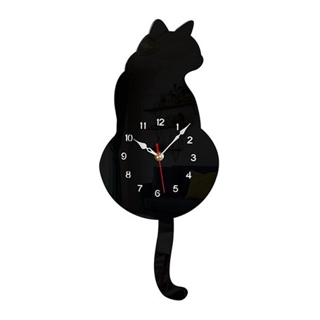 Dytabepl Horloge Murale à Pendule de Chat Noir