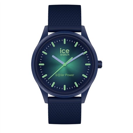 ICE-WATCH - Ice Solar Power Borealis - Montre Bleue pour Homme avec Bracelet en Silicone - 019032 (Medium)