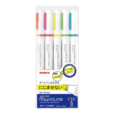 ZEBRA Highlighter JUSTFIT MojiniLine [5 Colors] (Japan Import)