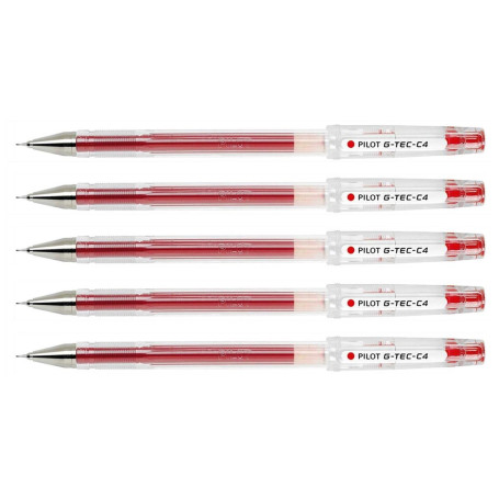 PILOT Lot de 5 Stylos Roller Encre gel G-TEC-C4 Pointe Ultra Fine 0