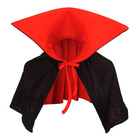 Vampire Cape Capuche Col Montant Manteau Noir Rouge Dracula Mini pour Enfants et Adultes