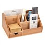 wandeli Organiseur multifonction en bambou | Caddy de bureau | Plateau pour accessoires de bureau à domicile | Support de fourni