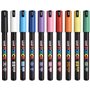 Posca PC-1MR Lot de 10 Stylos Peinture Marqueurs Permanents à Base d'Eau Feutre pour Plastique Pointe 0