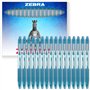 Zebra Z-Grip Lot de 16 stylos à bille rétractables à encre lisse Pointe 1 mm Boîte cadeau Bleu clair