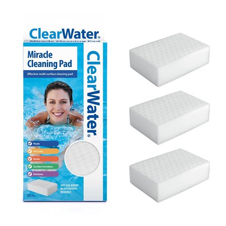 Clearwater Miracle Pad Lot de 3 éponges de Nettoyage pour Piscine et Spa Blanc
