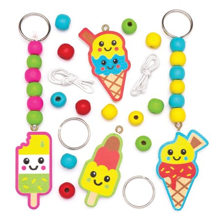 Baker Ross Kits de porte-clés crèmes glacées en bois (lot de 4) que les enfants pourront assembler et attacher à leurs porte-clé