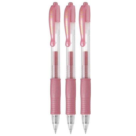 Pilot G2 07 BL-G2-7 Lot de 3 stylos à bille rétractables à encre gel Rose métallisé Pointe 0
