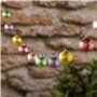 Lights4fun Guirlande Lumineuse Solaire à 20 LED Blanc Chaud avec Boules en Métal Coloré Style Marocain Rechargeable par USB pour