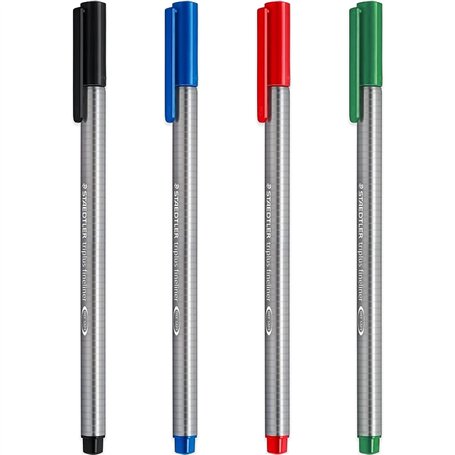Staedtler Triplus 334 Lot de 4 stylos à pointe fine Pointe superfine 0