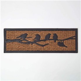 HOMESCAPES Paillasson en Caoutchouc et Fibres de Coco à Motif Oiseaux