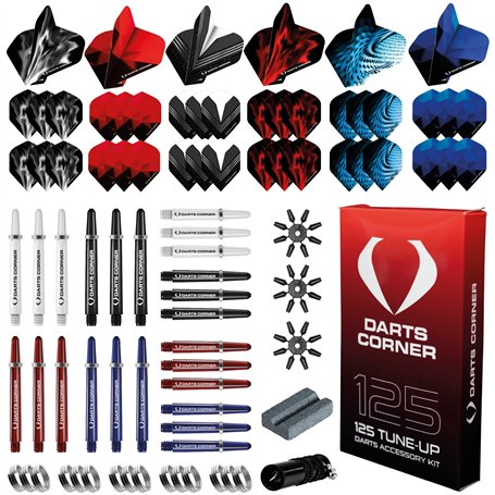 Darts Corner BX228 Kit d'accordage | Lot de 125 accessoires comprenant 24 arbres