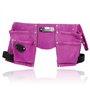 SPARES2GO Ceinture porte-outils de jardinage rose double cuir 11 poches support violet réglable daim