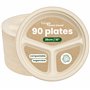 HAAGO 90 Assiettes Jetables en Bagasse de Canne à Sucre - Écologique & Compostable (3 Compartiments