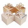 Belle Vous Boite Cadeau Carton Kraft Dorée et Blanche avec Nœud (Lot de 36) – 9,5 x 8 cm - Boite Papier Kraft avec Zig Zag et Ét