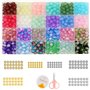 Qtuie 750Pcs Perles pour Bracelet 8mm Kit Bracelet Perle Pierre Naturelle Ronde avec Trou Perles Intercalaires Fil Elastique Kit