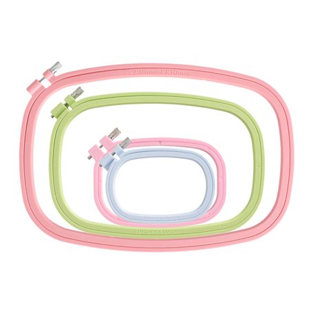 Lot de 3 cerceaux à broder rectangulaires carrés en ABS pour broderie au point de croix