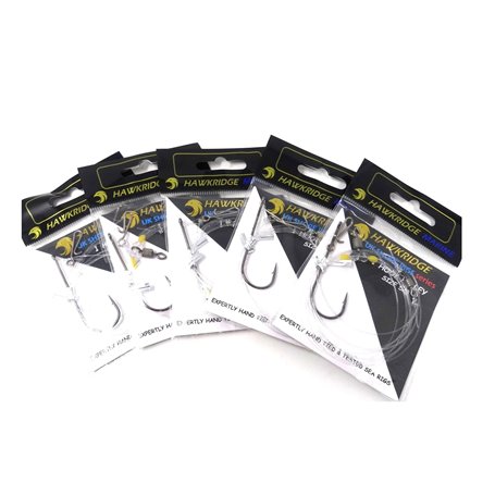 HAWKRIDGE Rig Pro Series – Lot de 5 bas de ligne à 1 hameçon simple taille 5/0 de qualité commerciale – Idéal pour la pêche en m