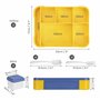 BELLE VOUS Bento Lunch Box Blue 6 Compartiments & Couverts - Boite Lunch Anti-fuite 1330 ml - Compatible Micro-Ondes & Lave-Vais