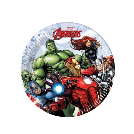 8 Petites Assiettes en Carton Avengers Mighty 20 cm - Multicolore