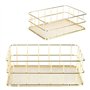 BuyWeek Panier de Rangement, Organisateur de Rangement de Bureau en Treillis métallique Durable Multifonction doré pour Un Usage