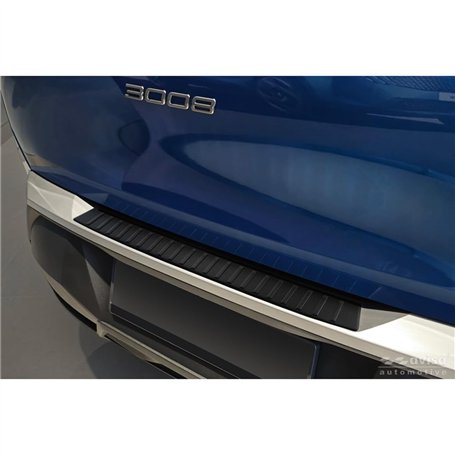 Avisa Protection de seuil arrière INOX Noir Mat Compatible avec Peugeot 3008 III 2024- 'Ribs'