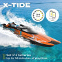 OVERMAX X-Tide Bateau de Course RC Télécommandé avec Lumières LED 25 km/h 1200 mAh Batteries 34 Min de Jeu Contrôle de la Vitess