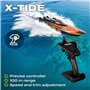 OVERMAX X-Tide Bateau de Course RC Télécommandé avec Lumières LED 25 km/h 1200 mAh Batteries 34 Min de Jeu Contrôle de la Vitess