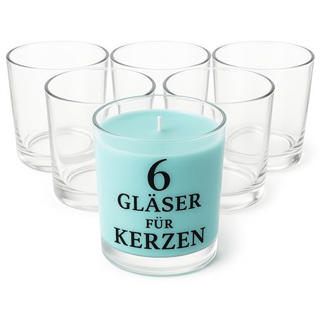 Glasmark KROSNO 1992 Lot De 6 Pots en Verre Transparent pour Fabrication de Bougies Bricolage 500 ML