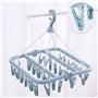 Retoo Séchoir à linge pliable avec 32 clips - Crochet rotatif - Coupe-vent - Porte-chaussettes - Séchoir à linge - Sous-vêtement