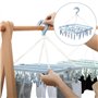 Retoo Séchoir à linge pliable avec 32 clips - Crochet rotatif - Coupe-vent - Porte-chaussettes - Séchoir à linge - Sous-vêtement