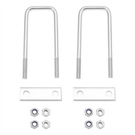 Create idea Lot de 2 kits de boulons en U carrés en fer galvanisé avec écrous M10 pour voitures