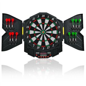 COSTWAY Jeu de Fléchettes Electronique Cible Electronique pour 8 Joueurs Affichage LED 27 Jeux 216 Variations 12 Fléchettes 47 x