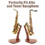 Musbeat Support de saxophone en bois avec base lourde fabriquée à la main, support cadeau pour saxophone avec 2 empiècements en 