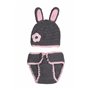 Ensemble pour nouveau-né fille/garçon Crochet Costume pour photo Tenue avec bonnet Lapin gris