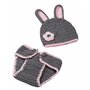 Ensemble pour nouveau-né fille/garçon Crochet Costume pour photo Tenue avec bonnet Lapin gris