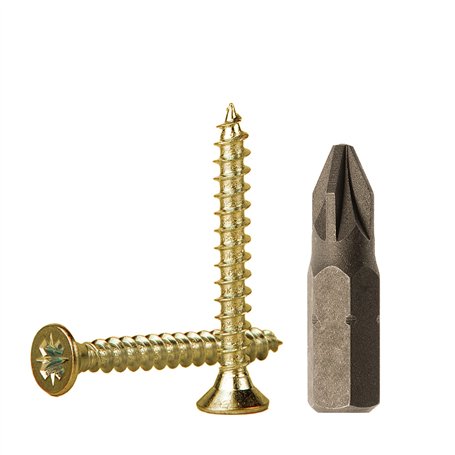 Lot de 300 vis à bois en acier zingué jaune 3