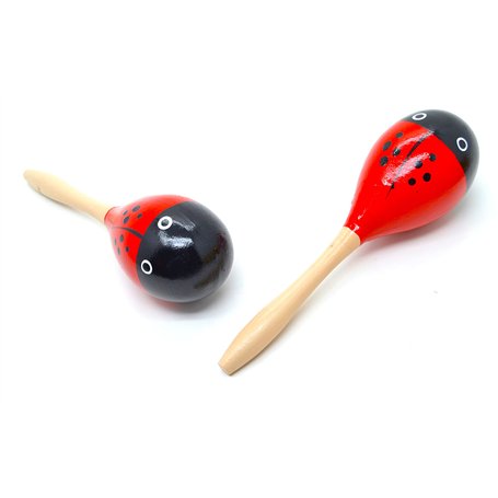 Maracas adulte 1 paire coccinelle rouge