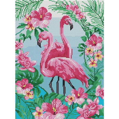 Abillyn Kit de broderie au point de croix Motif flamant rose estampillé avec motif imprimé