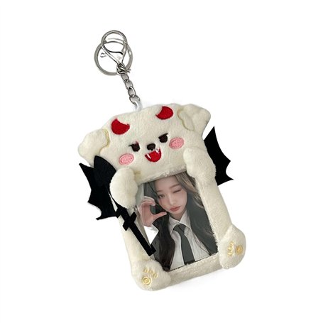 HOOLRZI Porte-carte Photo en peluche avec porte-clés