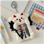HOOLRZI Porte-carte Photo en peluche avec porte-clés, pochette Photo diable/ange, porte-carte Photo Kpop, porte-carte d'étudiant