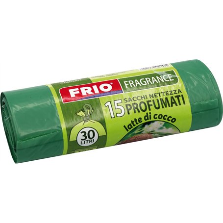 FRIO Lot de 15 Sacs Poubelle 30 Litres au Parfum de LAIT DE NOIX DE COCO