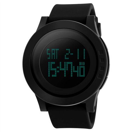 FeiWen Grand Cadran Digital Sport Montres Bracelet de Mixte 50M Étanche Plastique de la Lunette et Caoutchouc Ruban Outdoor Mult