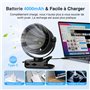Ventilateur Portable - 4000mAh Mini Ventilateur de Table Silencieux avec Clip|Crochet,USB Rechargeable,5 Vitesses,Rotation 360°,