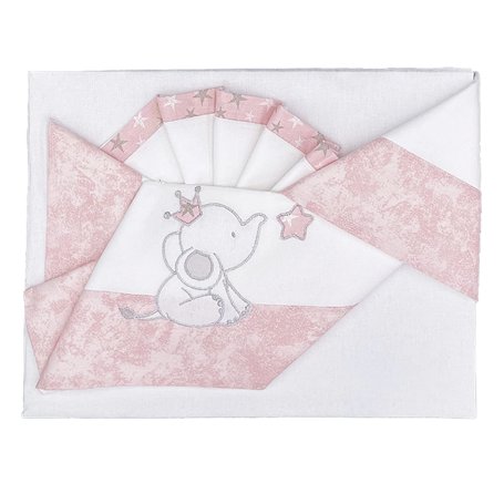 ANDY & HELEN Parure de lit bébé brodée + Dessous avec élastiques et taie d'oreiller