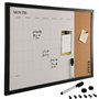 Bakaji Tableau magnétique blanc avec tableau mémo en liège combiné 60 x 40 cm Cadre en bois avec marqueur effaçable 2 aimants et
