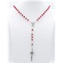 Holy Family Chapelet effet cristal rouge avec croisière avec l'image de Notre-Dame et Croix/Grains 6 mm/Collier chapelet religie