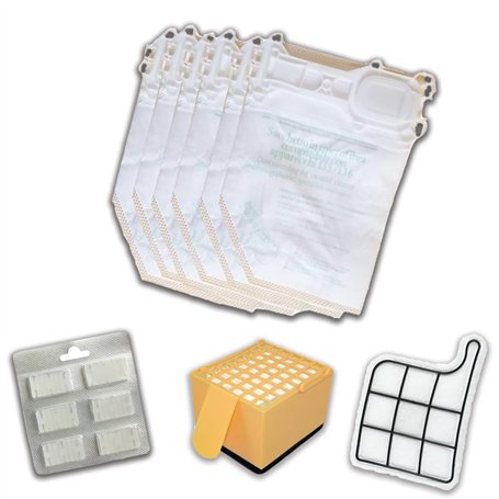 Eurostore Lot d'accessoires adaptables pour aspirateurs FOLLETTO VK 135 136 composé de 6 sachets en microfibre + 6 parfums + 1 f