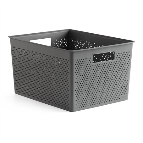 TATAY Bohol Boîte de rangement rectangulaire en polypropylène sans BPA 100 % recyclé Gris anthracite Dimensions 30 x 39 x 21