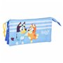 Trousse Fourre-Tout Triple Bluey Let's play Bleu 22 x 12 x 3 cm
