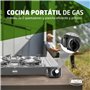 Amig - Réchaud de Camping CAMP02 - Cuisine Portable - 2X Brûleurs - Inclut Plancha - Grille en Fonte - Acier Inoxydable - Puissa